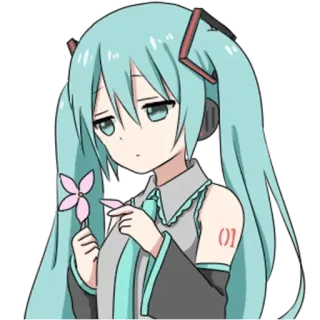 😔 0fd42435 Hatsune Miku Аниме, Вокалоид, Милый, Манга, Девушка, Хацунэ Мику, Цифровое искусство telegram sticker