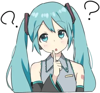 😯 56bbbf33 Hatsune Miku Аниме, Вопросительный знак, Милый, Вокалоид, Hatsune Miku, Женский telegram sticker
