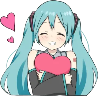 ☺️ 78a189ee Hatsune Miku Аниме, Манга, Hatsune Miku, Vocaloid, Милый, Каваий, Сердце telegram sticker