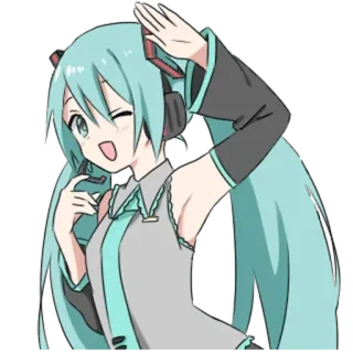 😉 84384c62 Hatsune Miku Аниме, Вокалоид, Hatsune Miku, J-pop, Музыка, Милый, Каваий telegram sticker