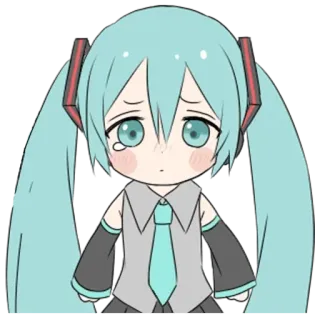😢 bf443e56 Hatsune Miku Хатсуне Мику, Аниме, Вокалоид, Милый, Чиби, Плачущий telegram sticker