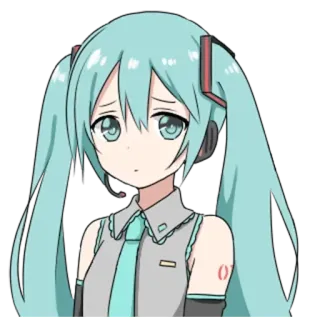 🙁 f5631ffa Hatsune Miku Аниме, Мультфильм, Стикер, Милый, Hatsune Miku, Vocaloid, Музыка telegram sticker