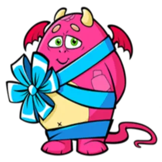 🎁 01b4f543 monstruo, diablo, regalo, regalo, dibujos animados telegram sticker