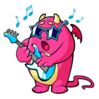 🎧 6d3a8022 monstruo, guitarra, música, lindo, dibujos animados, instrumento musical, gafas de sol, estrella telegram sticker