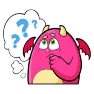 ❔ 87531957 monstruo, confundido, signos de interrogación, pensando, diablo, dibujos animados telegram sticker