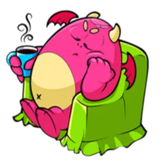 ☕️ ad18b8a2 demonio, monstruo, café, silla, relajante, lindo telegram sticker