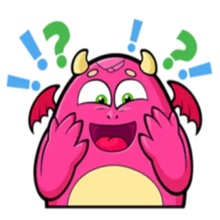⁉️ fc76fede monstruo, rosa, exclamación, pregunta, confundido, dibujos animados, lindo, emociones telegram sticker