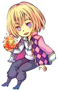 😀 93797686 Howl Howl's Moving Castle Anime, Naklejka, Ogień, Chibi, Ruchomy zamek Hauru telegram sticker