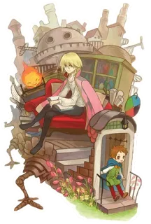 🏠 b85dac72 Howl Howl's Moving Castle Anime, Fantasy, Zamek, Ruchomy zamek Hauru, Ogień, Postać, Magia telegram sticker