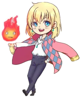 🔥 f0156f41 Howl Howl's Moving Castle Anime, Ruchomy zamek Hauru, Hauru, Calcifer, Ghibli, słodkie telegram sticker