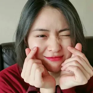 🥣 e621d4a9 Wanita, Potret, Asia, Berkedip, Jantung jari, Jantung jari Korea telegram sticker