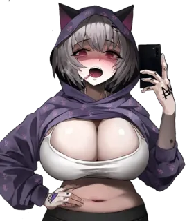 😍 7db7257b anime girl, hoodie, lollipop, tattoo, female, character telegram sticker