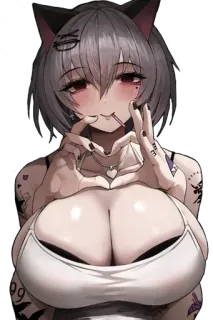 😍 a2336d3d anime girl, cat ears, tattoo, sexy, fanart telegram sticker