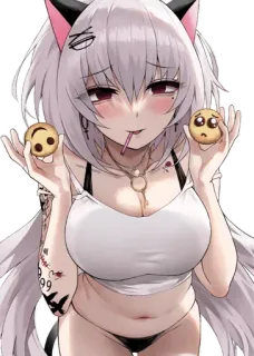 😍 f99883aa anime girl, cat ears, lollipop, tattoos, emo telegram sticker