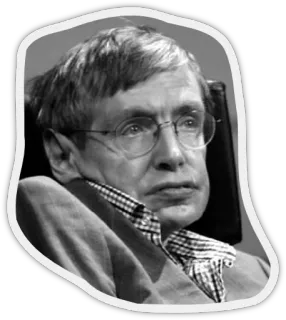 😐 0b99d1da Stephen Hawking Stephen Hawking, scienziato, fisico, bianco e nero, ritratto telegram sticker