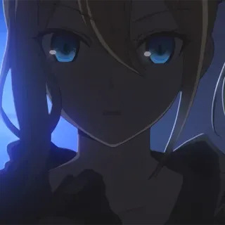 😧 b7423ced anime meisje, blond haar, blauwe ogen, anime, sticker telegram sticker