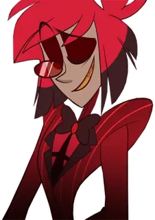 ๐ 9fa07251 Alastor Hazbin Hotel demon, radio host, smile, red, villain telegram sticker