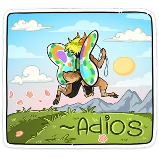 👋 47df8cb6 Adios 蝶, 牧神, アディオス, 別れ, さようなら, ファンタジー, 生き物, 魔法 telegram sticker