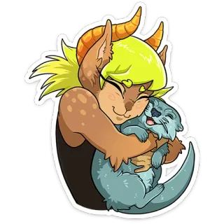 🤗 6aa21395 ケモノ, カワウソ, ハグ, アニメ, 動物, 獣人 telegram sticker
