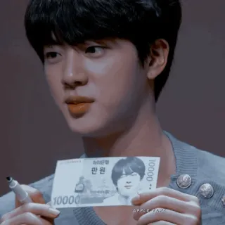 🇨🇾 b8a74e53 Jin 만원 kpop, bts, idol, music, celebrity, money, korean won whatsapp sticker
