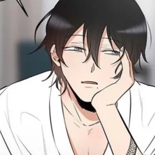 🌚 542ad99e 애니 남성, 잘생김, 능글, 만화, 일러스트, 남성, 편안한 whatsapp sticker