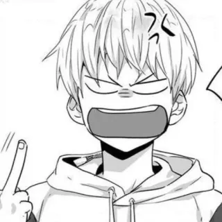 🪁 17dde7f2 dito medio, gesto offensivo, stile anime, stile manga, cartone animato, ragazzo, arrabbiato telegram sticker