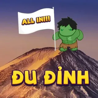 🥶 cdddc6b8 ALL IN!!!
ĐU ĐỈNH flag, mountain, character, all in, green, cartoon telegram sticker