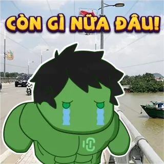 😢 f28427b5 CÒN GÌ NỮA ĐÂU! sad, crying, cartoon, green, disappointed telegram sticker