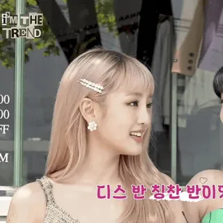 🌸 c08aa202 디스 반 칭찬 반이야 女人, 微笑, 头发, 韩国, 粉色头发 telegram sticker