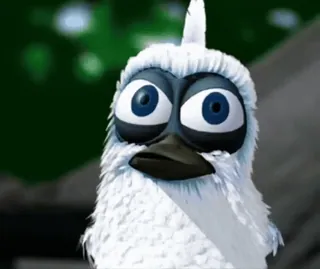 ☠ effe1b56 uccello, cartone animato, bianco, occhi azzurri, animale telegram sticker