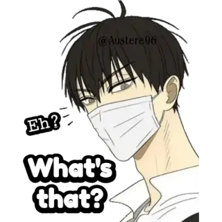 🚬 0f4313a1 Eh?
What's that? Anime, Maske, Frage, Ausdruck, Neugierig telegram sticker