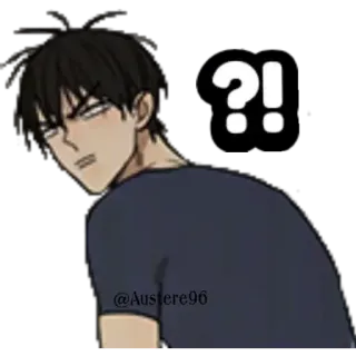 🚬 313d0476 ?! Frage, Anime, verwirrt, Ausruf, Mann telegram sticker