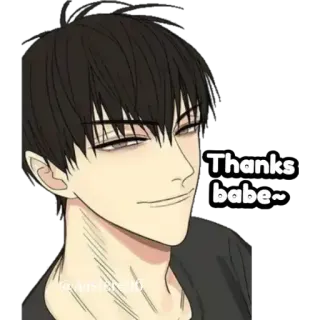 🚬 f9014cf3 Thanks babe~ danke, schatz, anime, charakter, freund telegram sticker