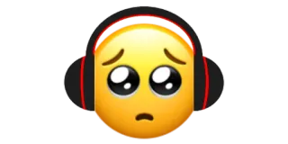 🥺 386e9c07 emoji, sedih, headphone, mendengarkan telegram sticker