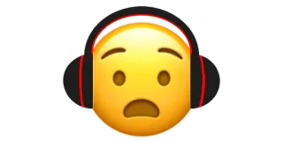 😧 39d08cca Emoji, Terkejut, Headphone, Mendengarkan, Musik telegram sticker