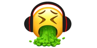 🤮 dbd7b767 emoji, muntah, sakit, headphone, wajah kuning, memuntahkan, penyakit telegram sticker