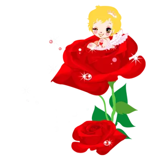 🌹 4018b558 malaikat, mawar, imut, kawaii, bunga, stiker whatsapp sticker