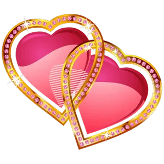 ❤ 57709b0c hati, cinta, romantis, hari valentine, berhiaskan permata, merah muda, emas whatsapp sticker