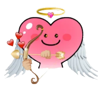 👼 69200312 ハート, 天使, 翼, キューピッド, 矢, 愛, 天使の輪 telegram sticker