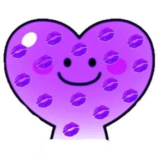 💜 b51a7251 ハート, キス, 紫, 絵文字, 愛 telegram sticker