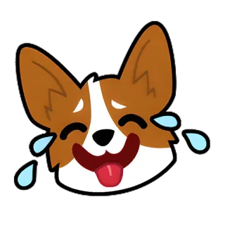 😹 5f6a779f anjing, corgi, tertawa, menangis, emoji, senang whatsapp sticker