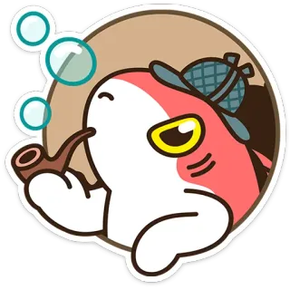 ⭐ 4c587e73 rekin, detektyw, fajka, kreskówka, zwierzę, słodki, kapelusz telegram sticker