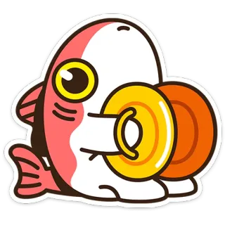 ⭐ b1d86c6f ryba, talerze, muzyka, kreskówka, zwierzę, instrument muzyczny, słodki telegram sticker