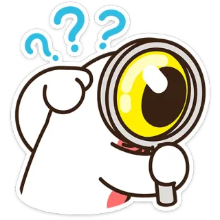 ⭐ befb8062 Kreskówka, Pytanie, Lupa, Szukanie, Ciekawy, Zdezorientowany telegram sticker