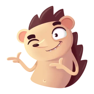 😉 68df3bb6 卡通, 动物, 刺猬, 指, 手势, 眨眼 telegram sticker