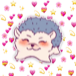 ❤️ 17c001f0 jeż, zwierzę, słodki, kreskówka, naklejka, serca, kwiaty telegram sticker