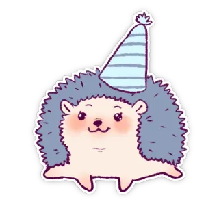 🥳 3b411a55 jeż, czapeczka urodzinowa, słodki, zwierzę, naklejka, kreskówka telegram sticker