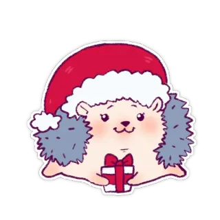 🎄 7b12de3e jeż, boże narodzenie, święta, słodkie, zwierzę, prezent, zima telegram sticker