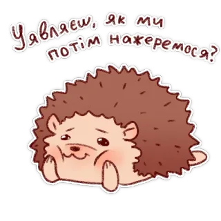 🤤 e32d3d73 Уявляєш, як ми потім нажеремося? jeż, zwierzę, słodki, jedzenie, jeść telegram sticker