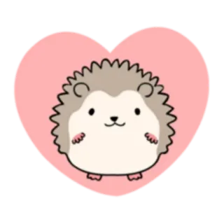 ❤ b569237d ёж, животное, милый, розовое сердце, мультфильм telegram sticker